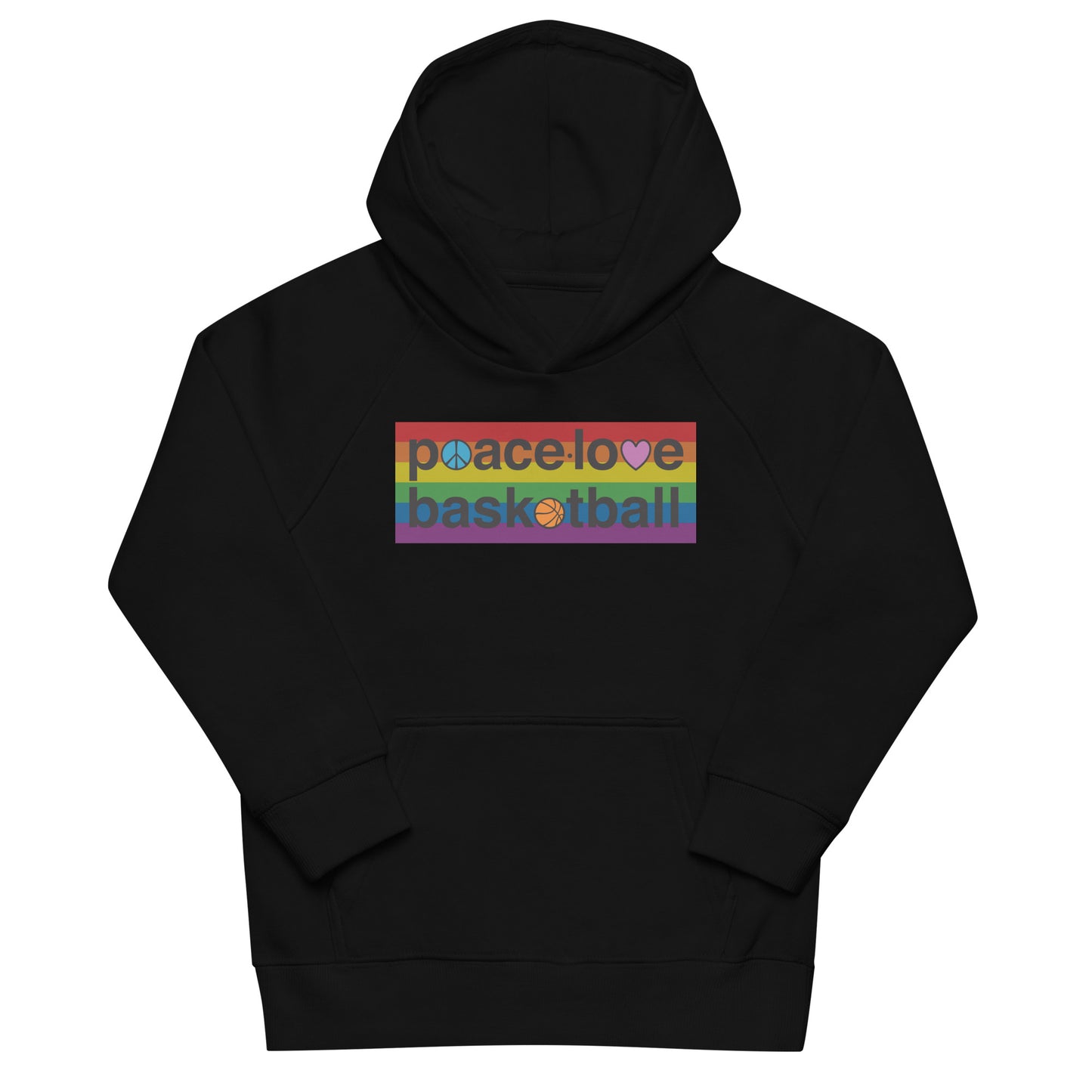 PeaceLoveBasketball Pride Black Kids Eco Hoodie