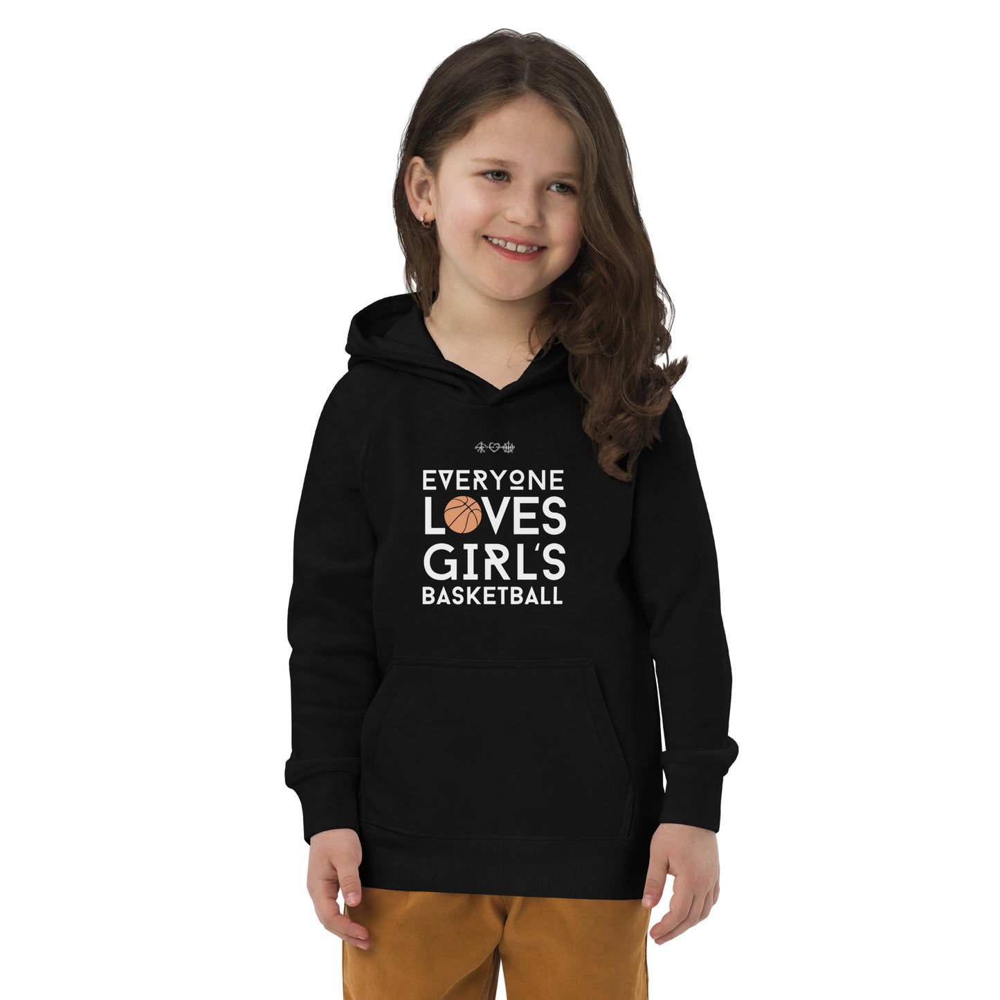 Everyone Loves Girl's Basketball Black Kids Eco Hoodie