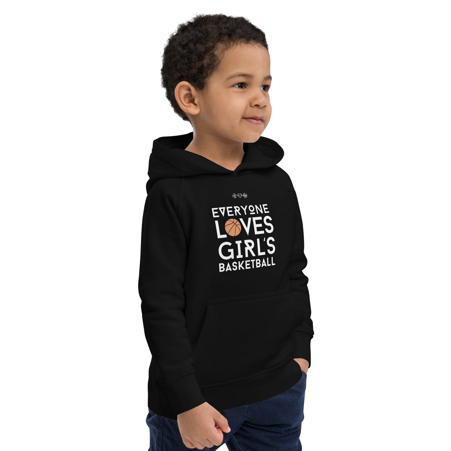 Everyone Loves Girl's Basketball Black Kids Eco Hoodie