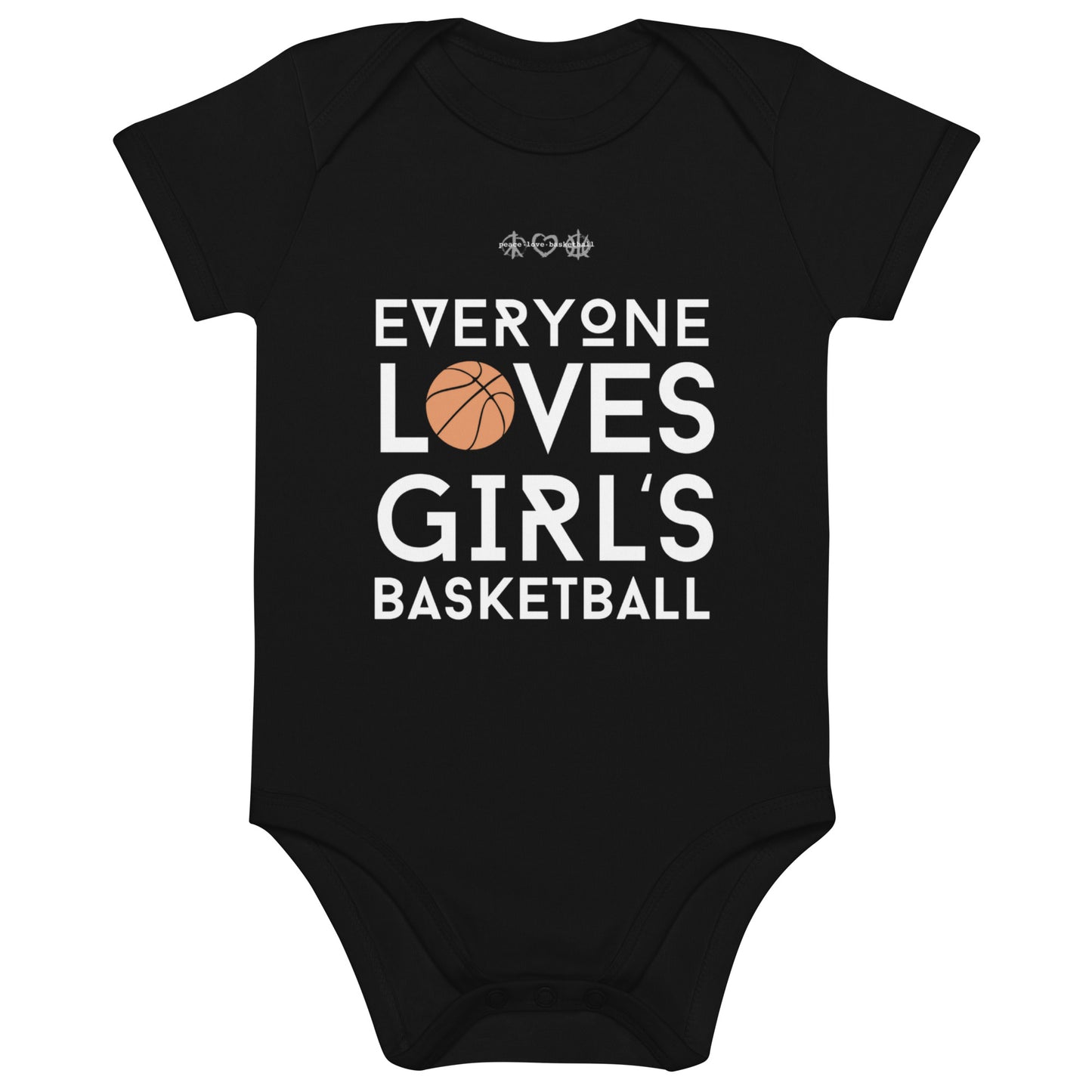 Everyone Loves Girl's Basketball Black Organic Cotton Baby Bodysuit