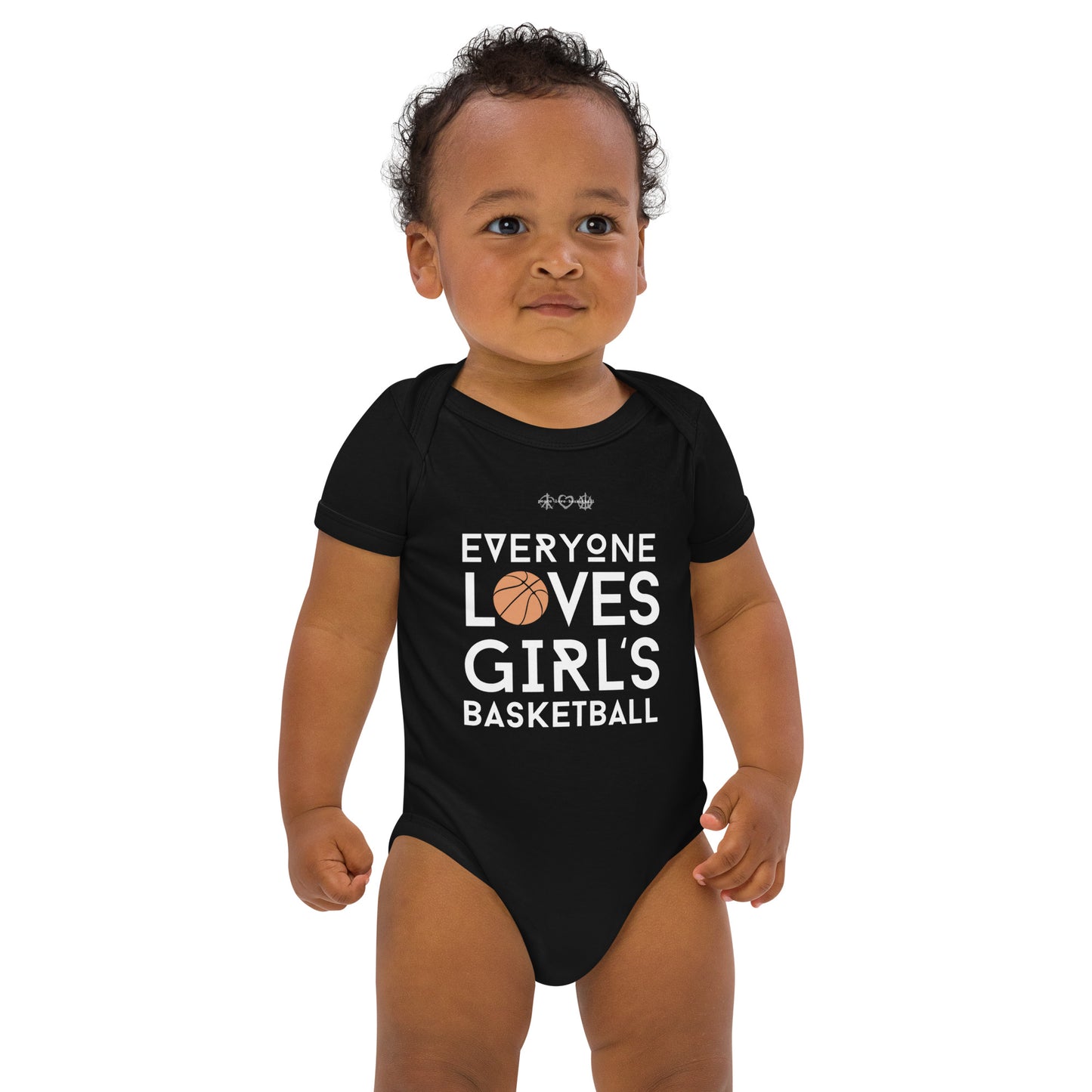 Everyone Loves Girl's Basketball Black Organic Cotton Baby Bodysuit