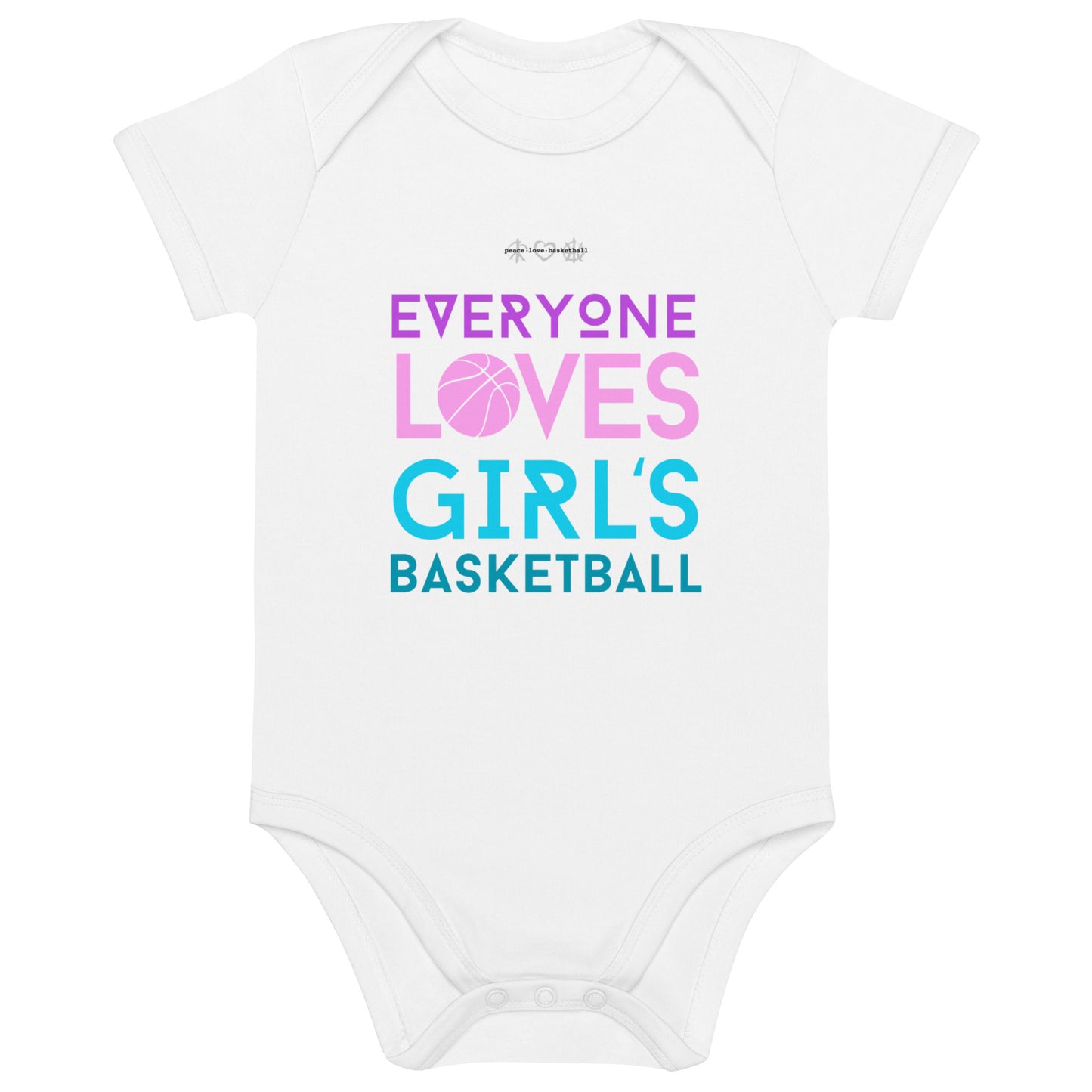 Everyone Loves Girl's Basketball White Organic Cotton Baby Bodysuit