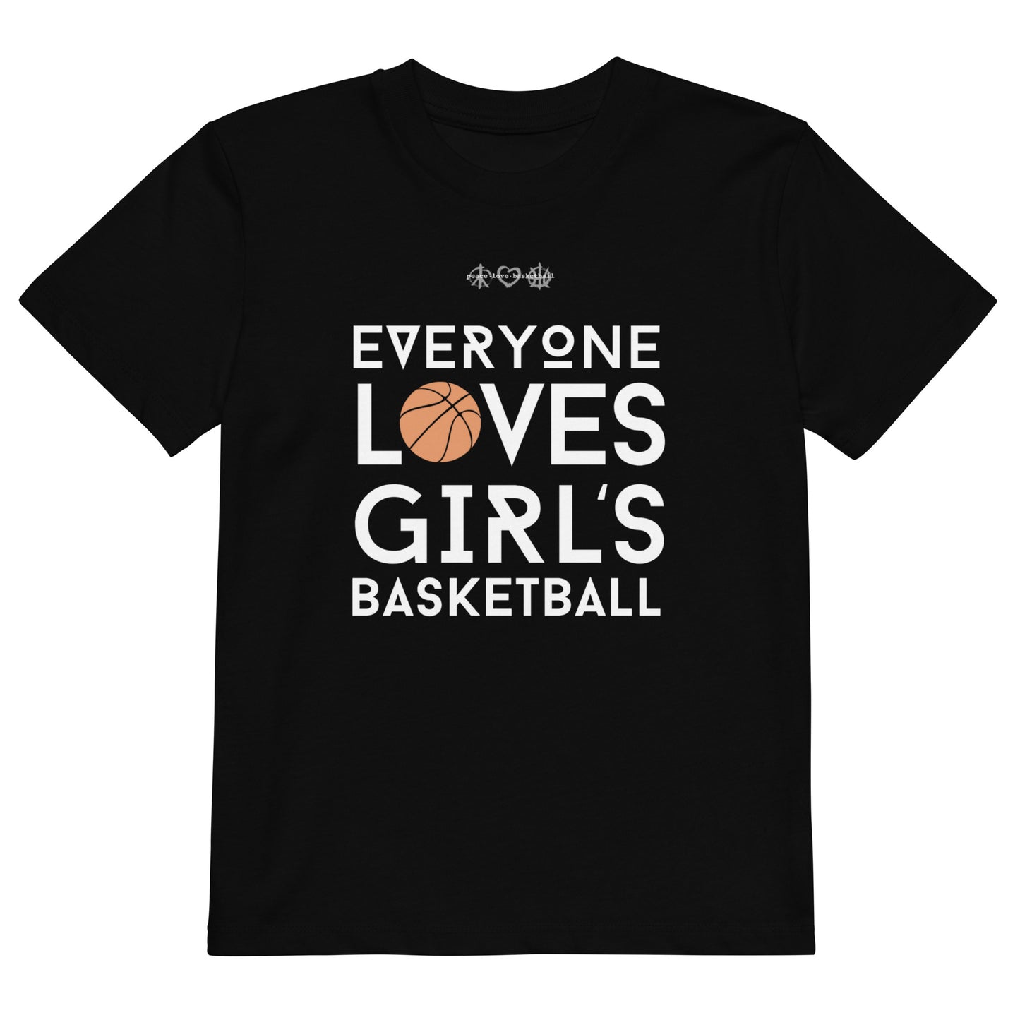 Everyone Loves Girl's Basketball Black Organic Cotton Kids T-Shirt