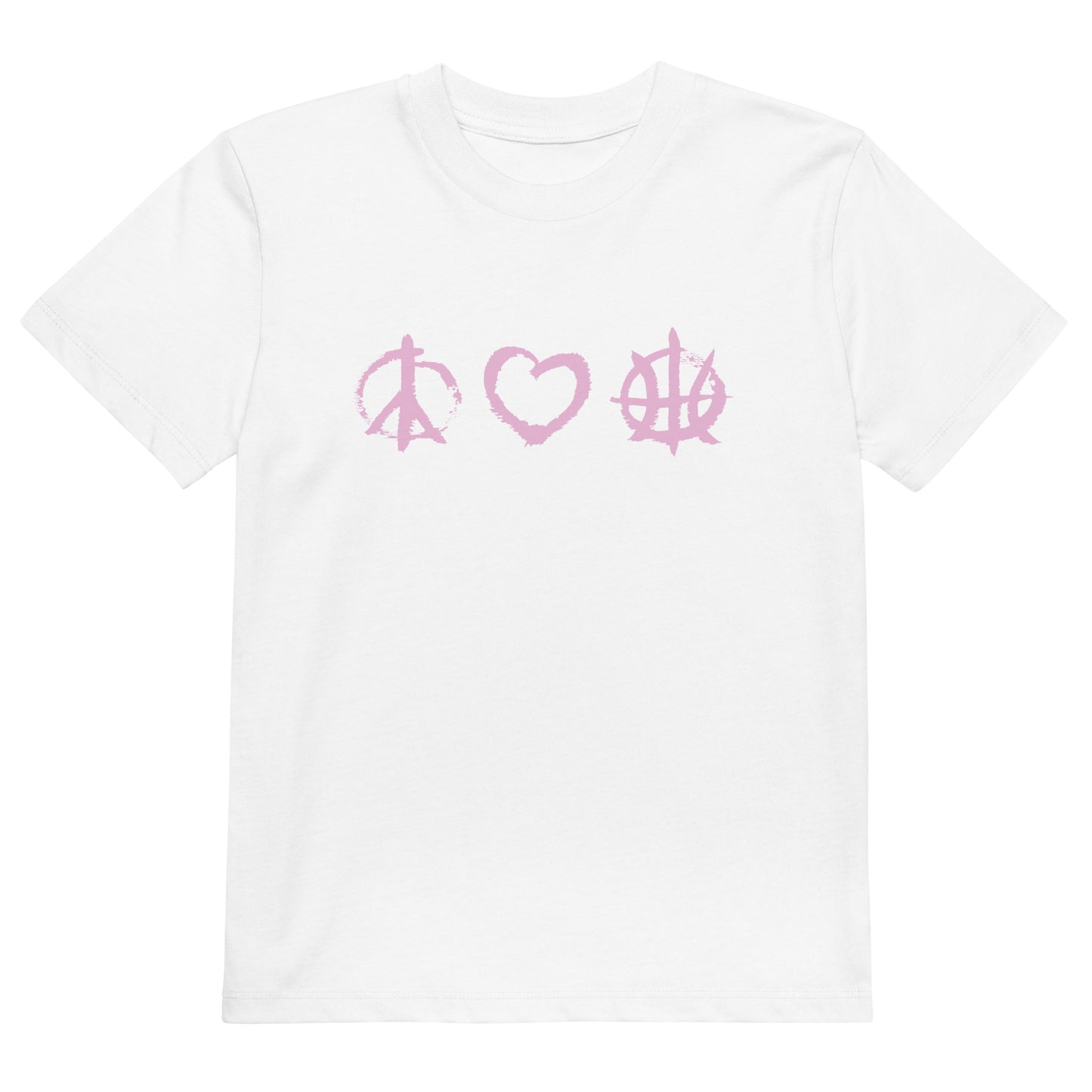 PeaceLoveBasketball Essential White/Rose Organic Cotton Kids T-shirt