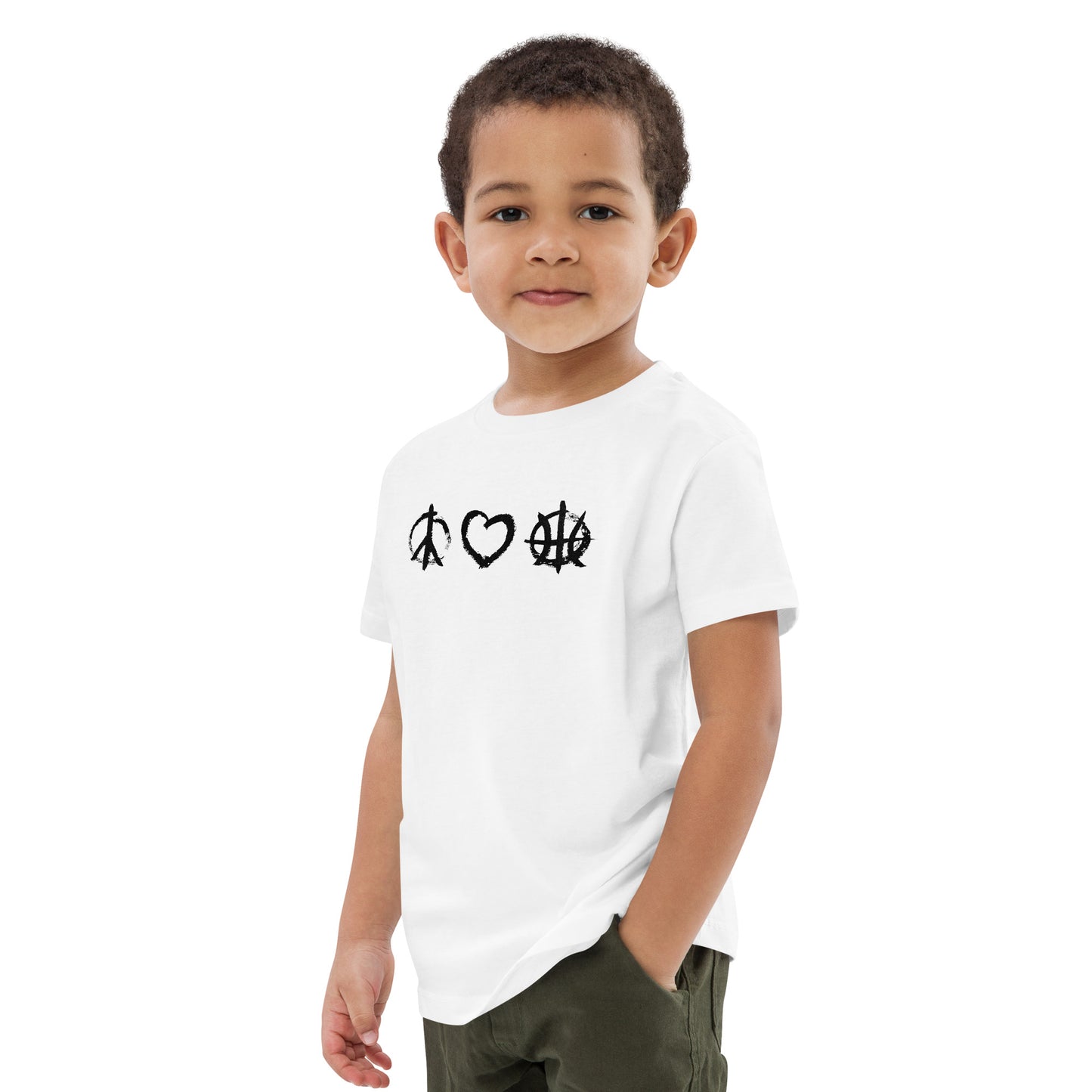 PeaceLoveBasketball Essential White Organic Cotton Kids T-shirt
