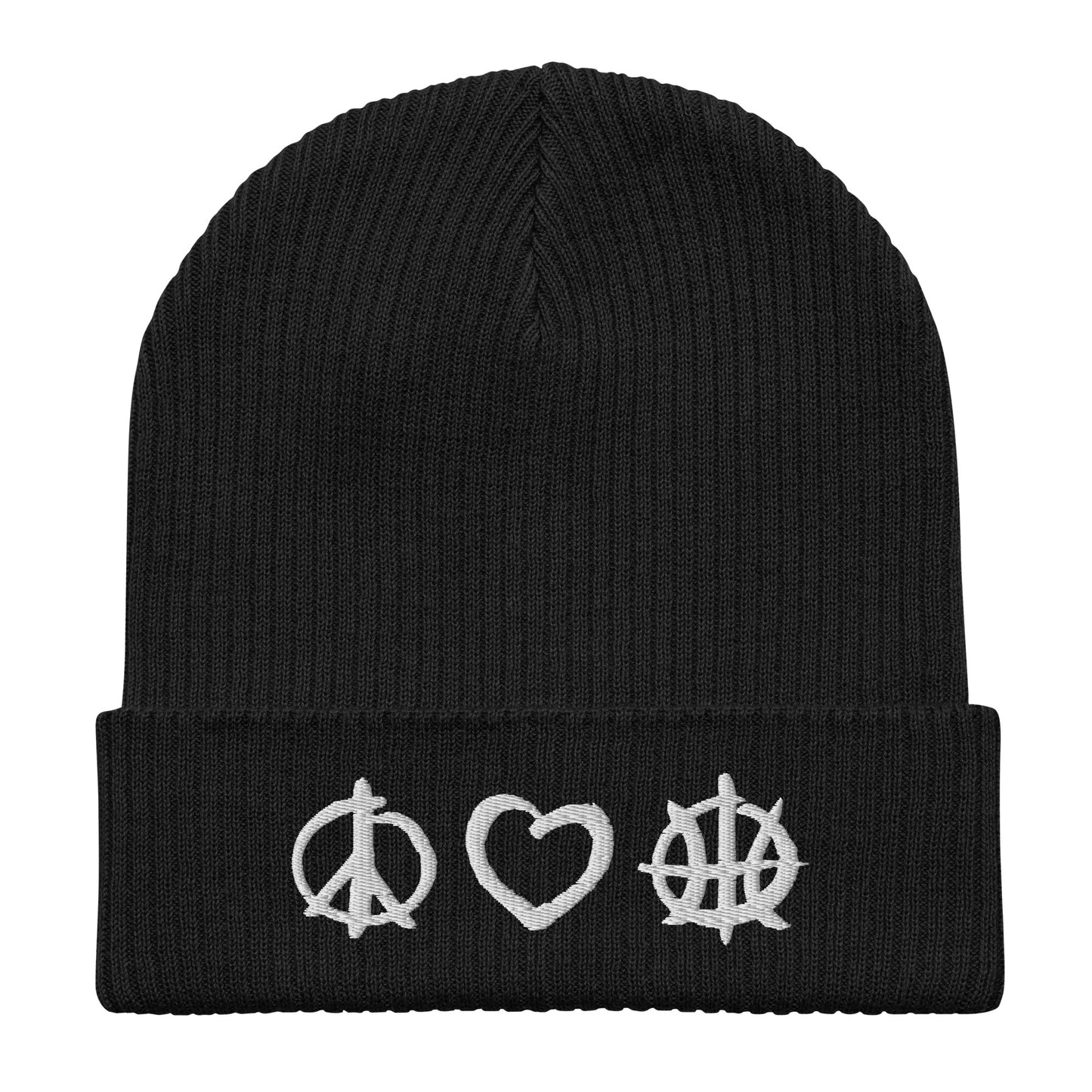 PeaceLoveBasketball Essential Black Organic Beanie