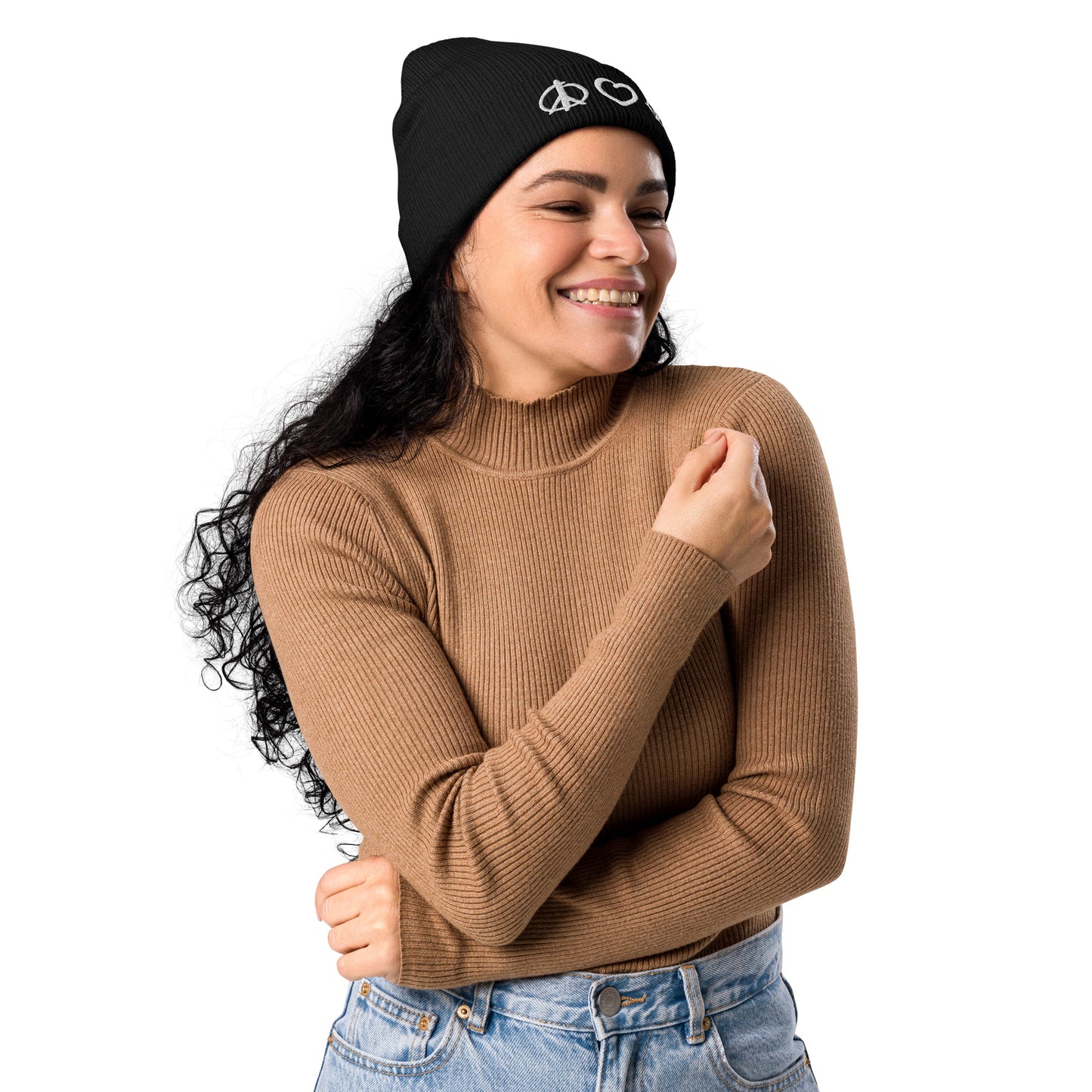 PeaceLoveBasketball Essential Black Organic Beanie