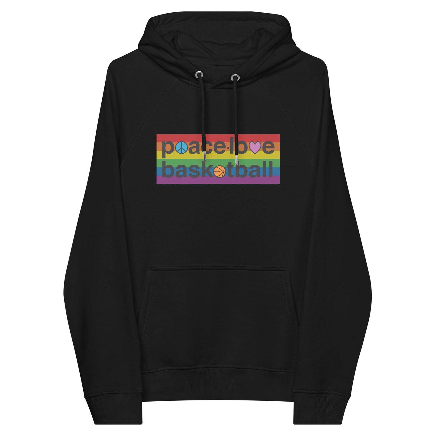 PeaceLoveBasketball Pride Black Unisex Eco Hoodie