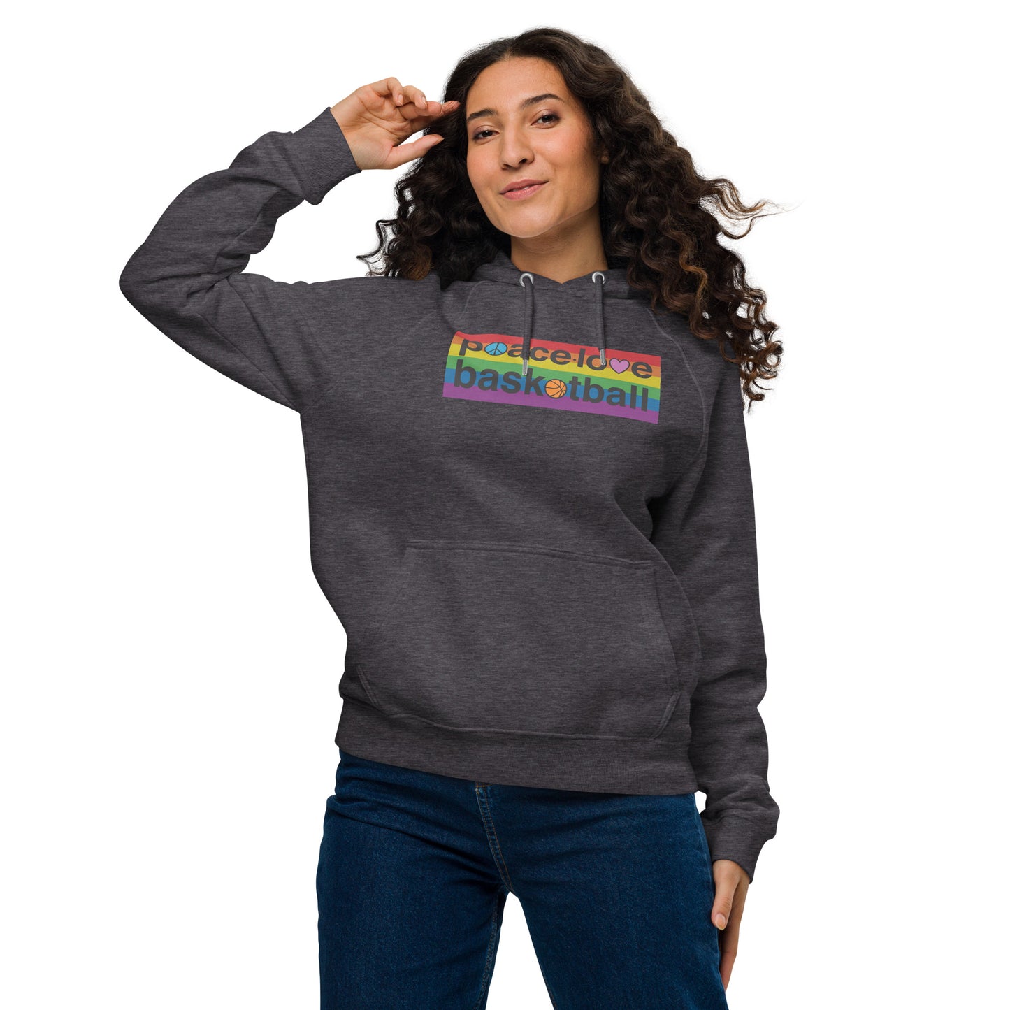 PeaceLoveBasketball Pride Charcoal Unisex Eco Hoodie