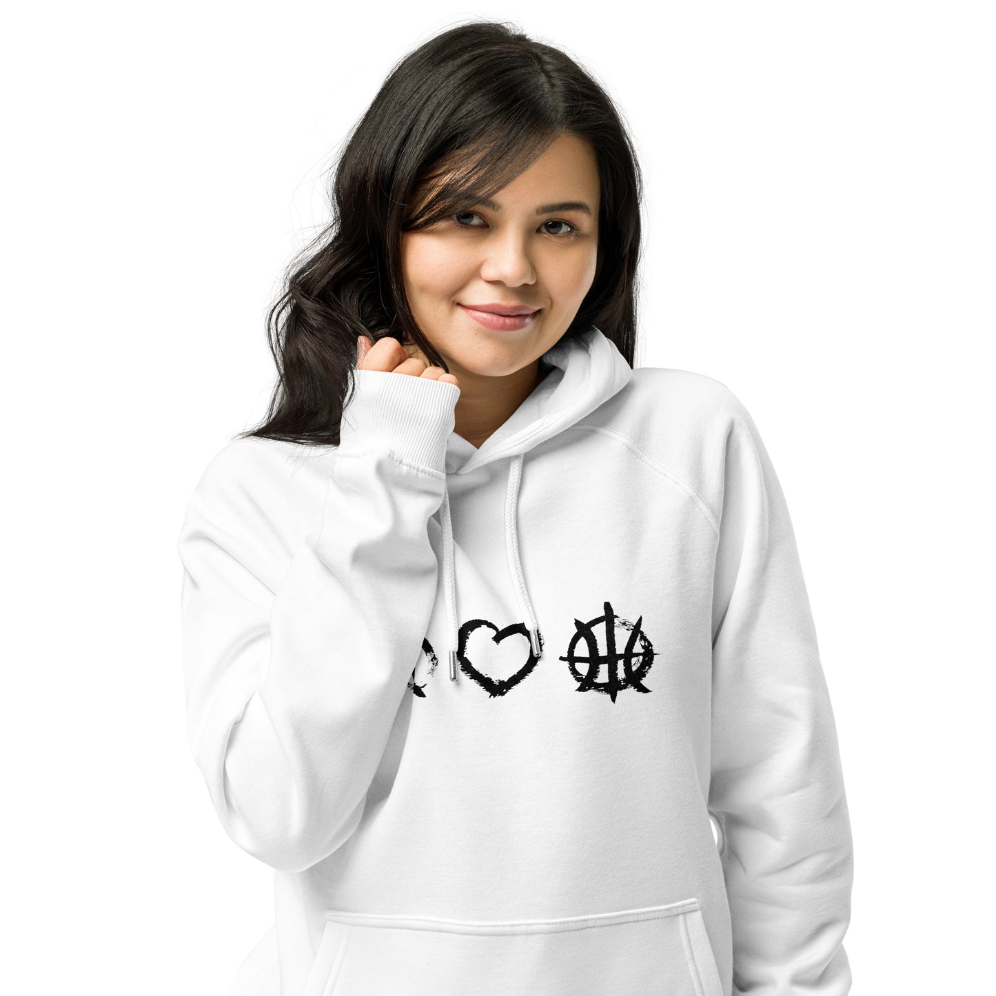 PeaceLoveBasketball Essential White Unisex Eco Hoodie