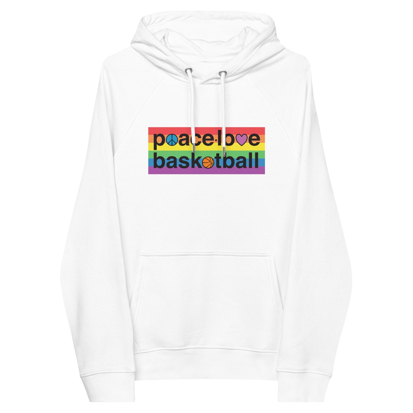 PeaceLoveBasketball Pride White Unisex Eco Hoodie
