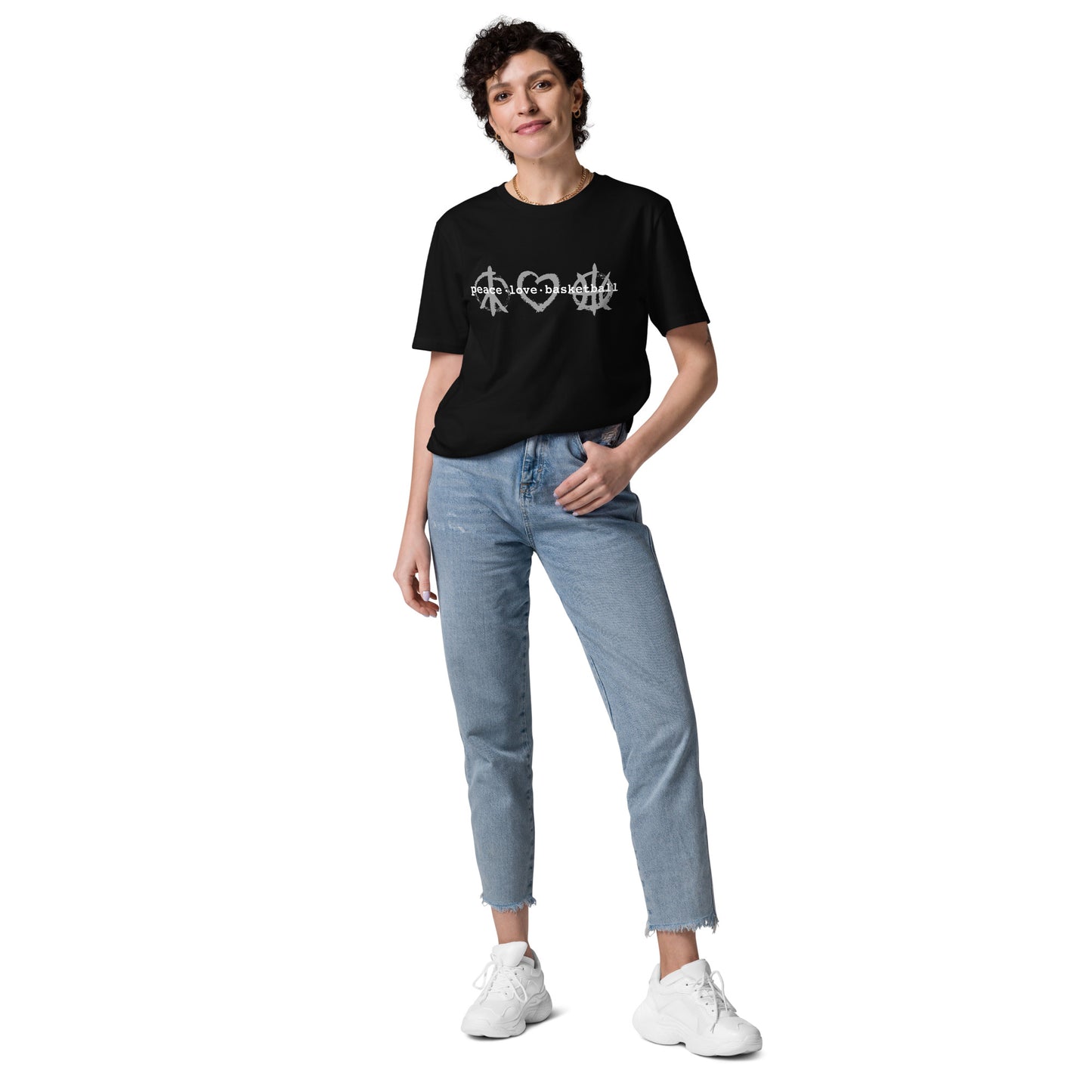 PeaceLoveBasketball Classic Black Unisex Organic Cotton T-shirt