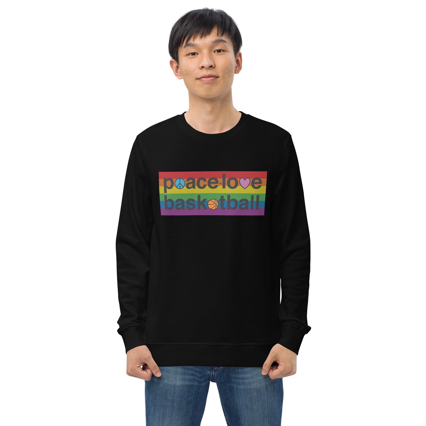 PeaceLoveBasketball Pride Black Unisex Eco Sweatshirt
