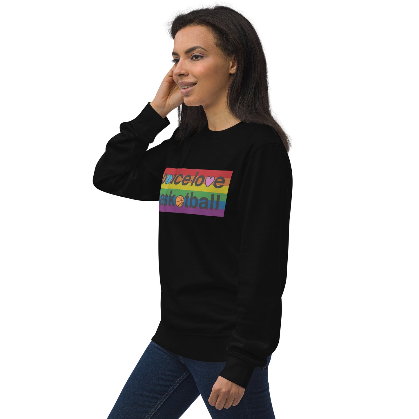 PeaceLoveBasketball Pride Black Unisex Eco Sweatshirt