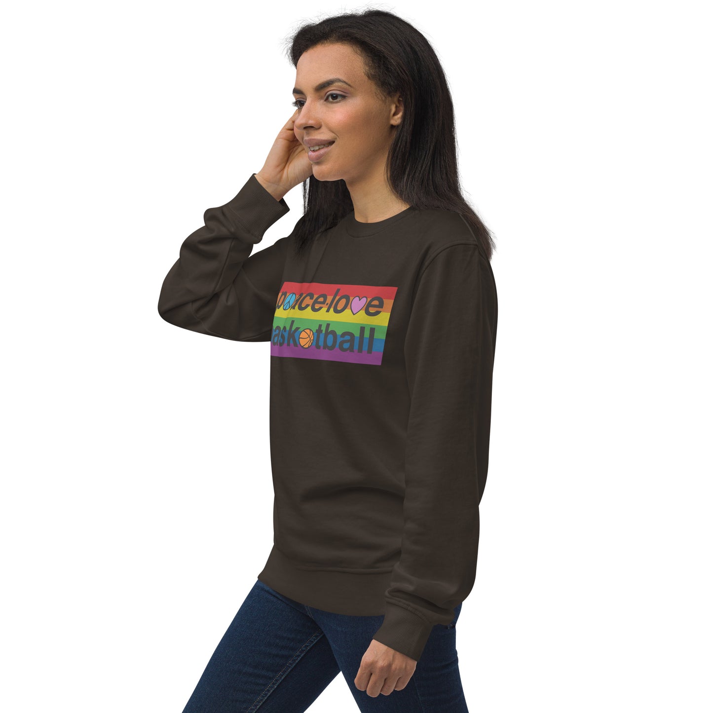PeaceLoveBasketball Pride Charcoal Unisex Eco Sweatshirt