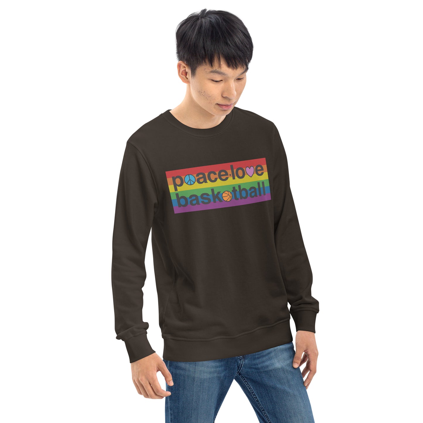 PeaceLoveBasketball Pride Charcoal Unisex Eco Sweatshirt