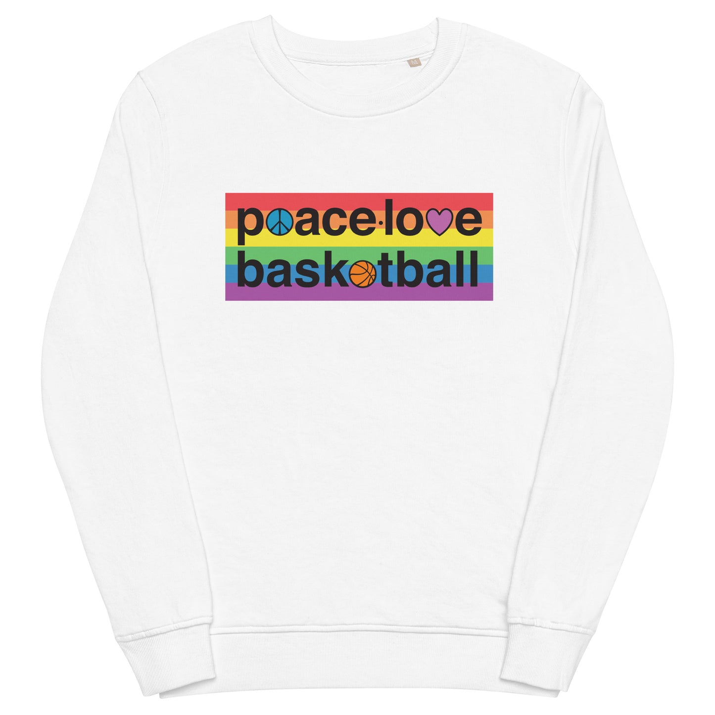 PeaceLoveBasketball Pride White Unisex Eco Sweatshirt