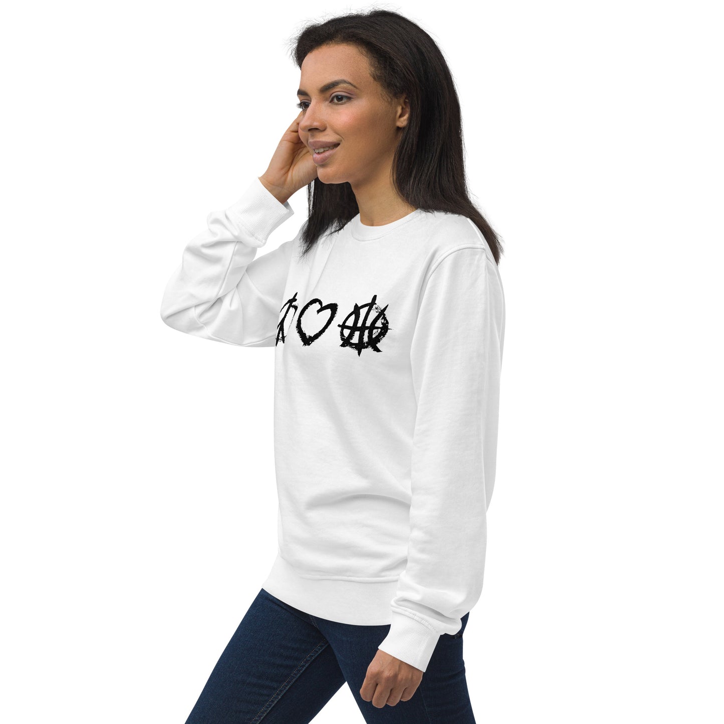 PeaceLoveBasketball Essential White Unisex Eco Sweatshirt