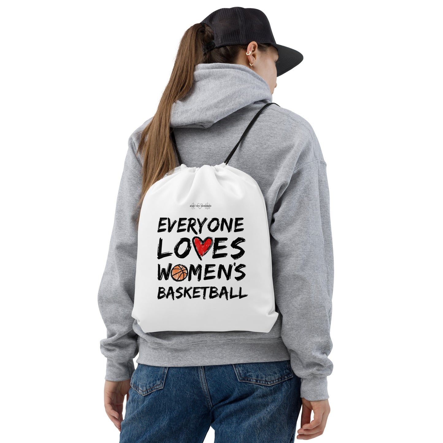 Everyone Loves Women's Basketball Drawstring Bag