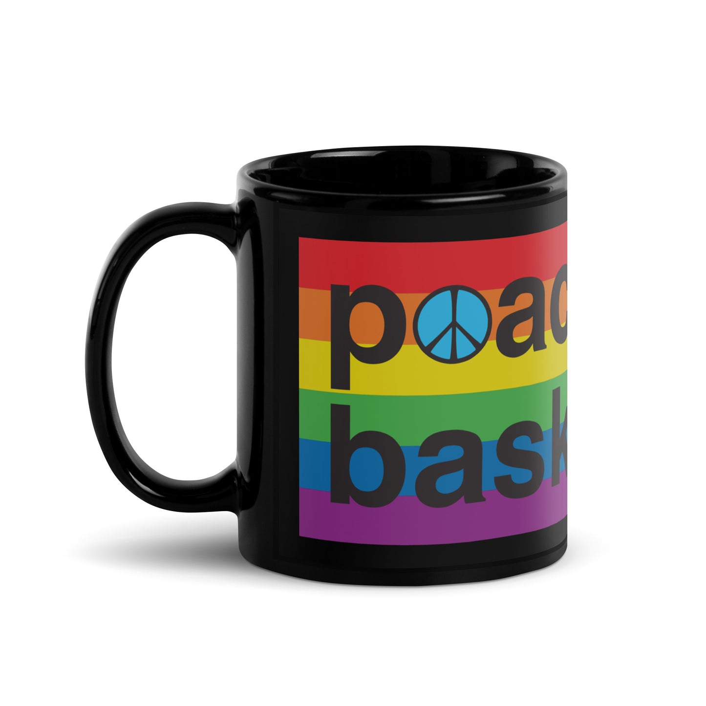 PeaceLoveBasketball Pride Black Glossy Mug