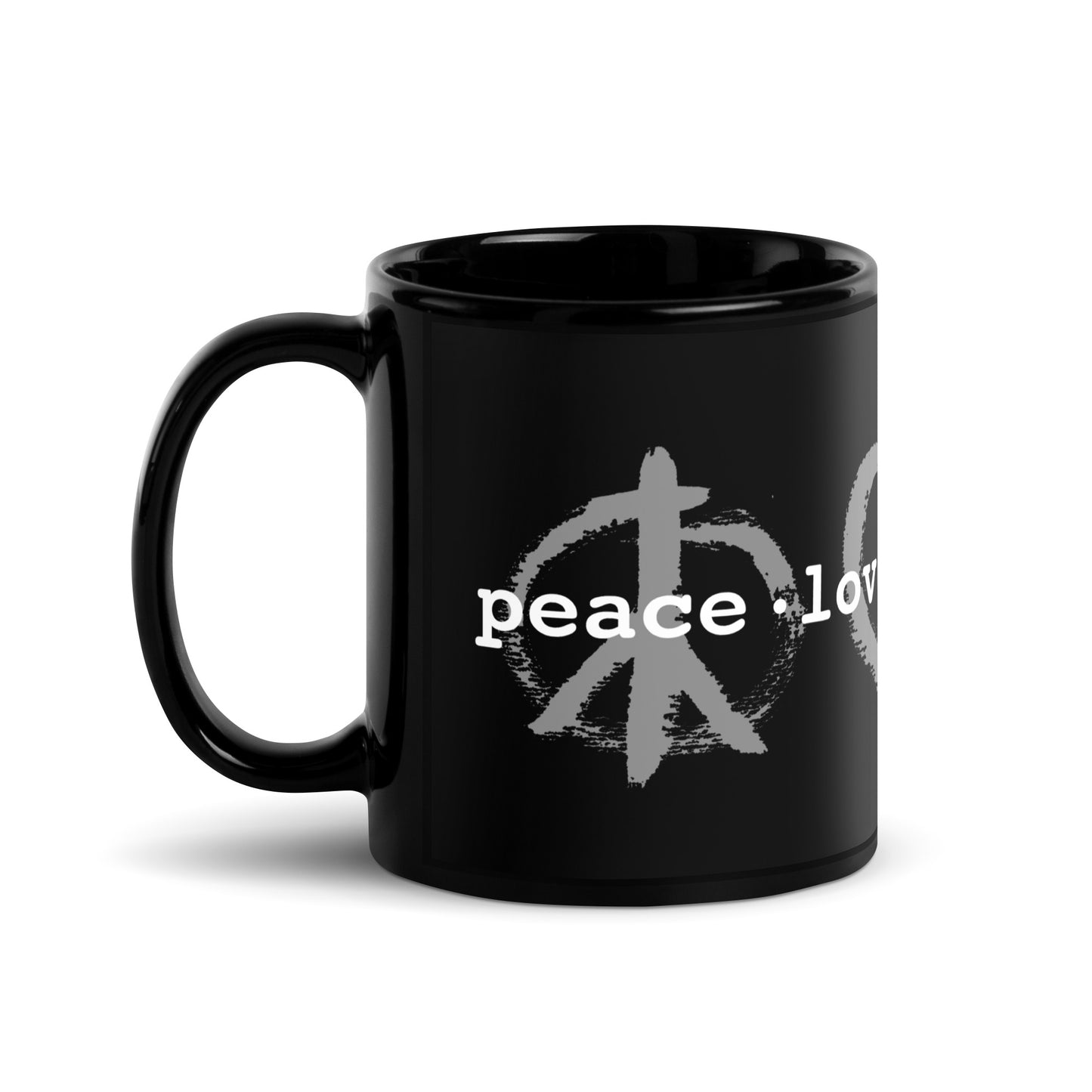 PeaceLoveBasketball Classic Black Glossy Mug