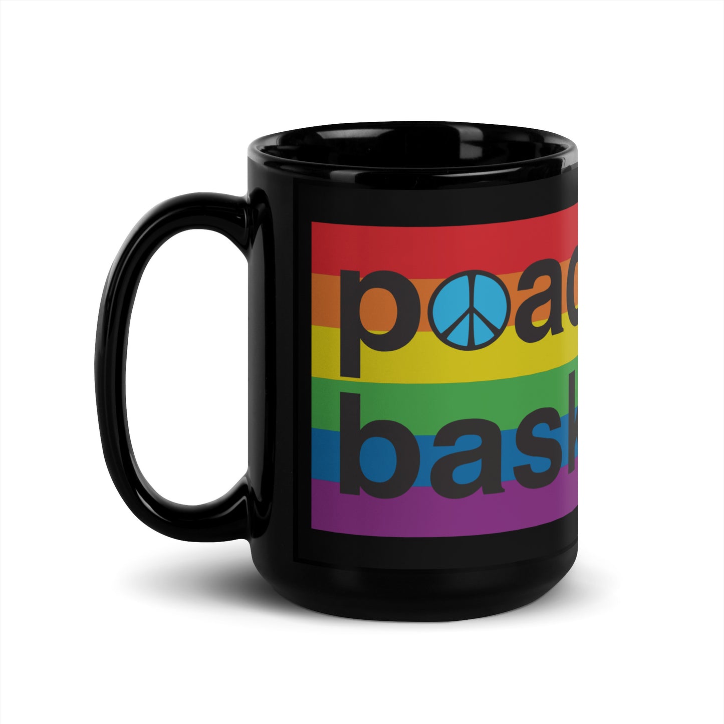 PeaceLoveBasketball Pride Black Glossy Mug