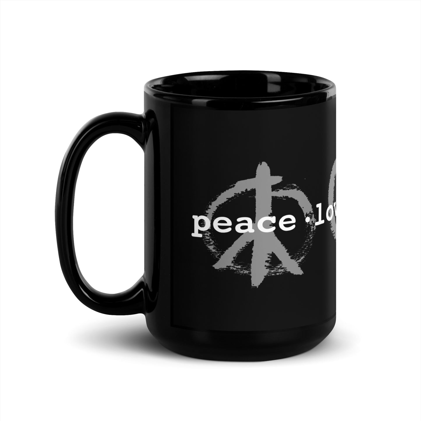 PeaceLoveBasketball Classic Black Glossy Mug