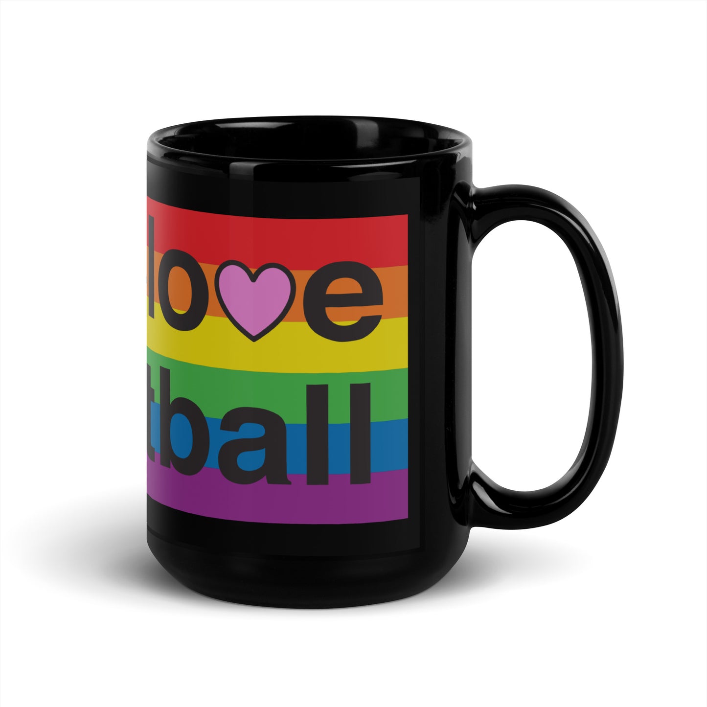 PeaceLoveBasketball Pride Black Glossy Mug