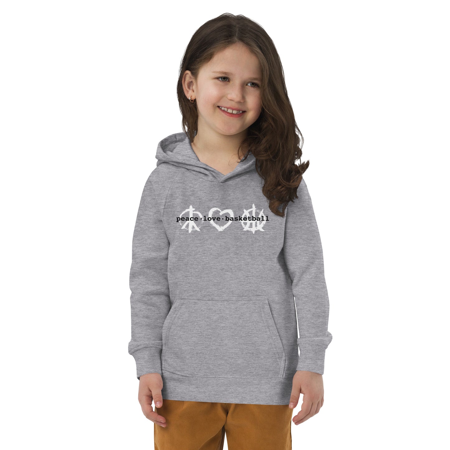 PeaceLoveBasketball Classic Grey Kids Eco Hoodie