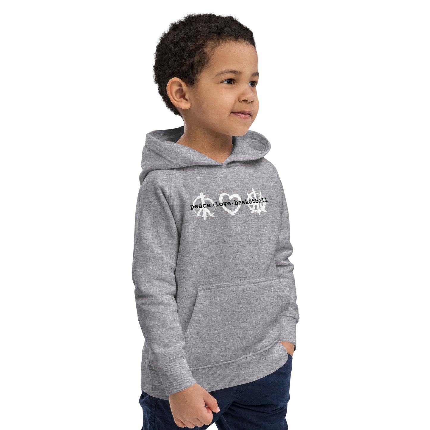 PeaceLoveBasketball Classic Grey Kids Eco Hoodie