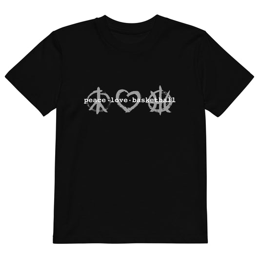 PeaceLoveBasketball Classic Black Organic Cotton Kids T-shirt