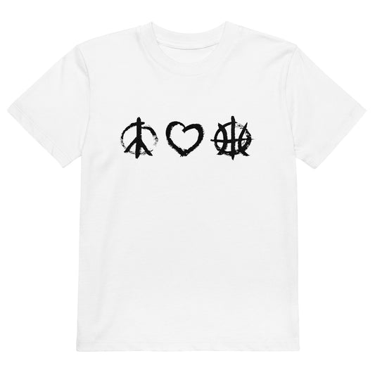 PeaceLoveBasketball Essential White Organic Cotton Kids T-shirt