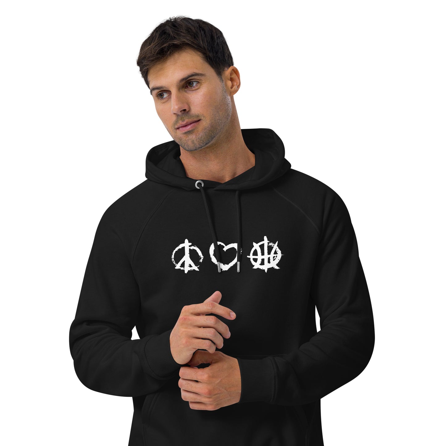 PeaceLoveBasketball Essential Black Unisex Eco Hoodie