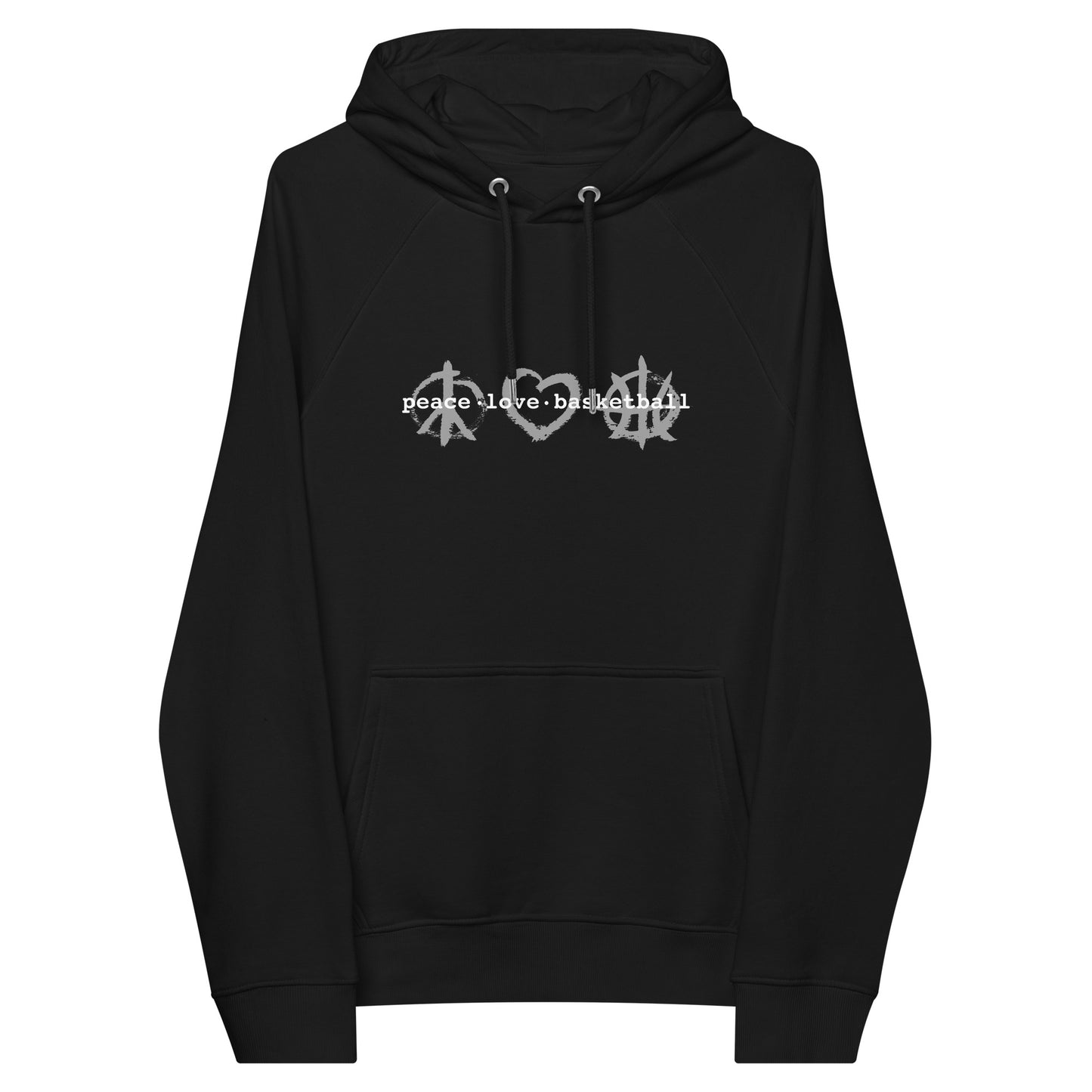 PeaceLoveBasketball Classic Black Unisex Eco Hoodie