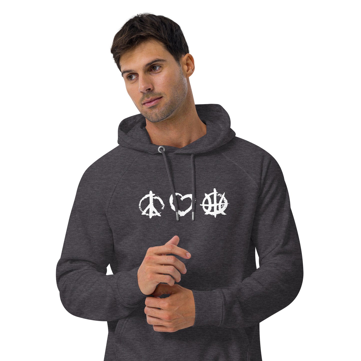 PeaceLoveBasketball Essential Charcoal Unisex Eco Hoodie