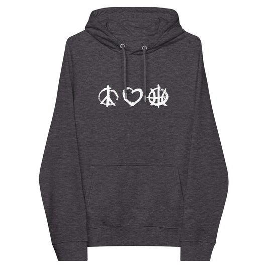 PeaceLoveBasketball Essential Charcoal Unisex Eco Hoodie