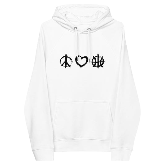 PeaceLoveBasketball Essential White Unisex Eco Hoodie