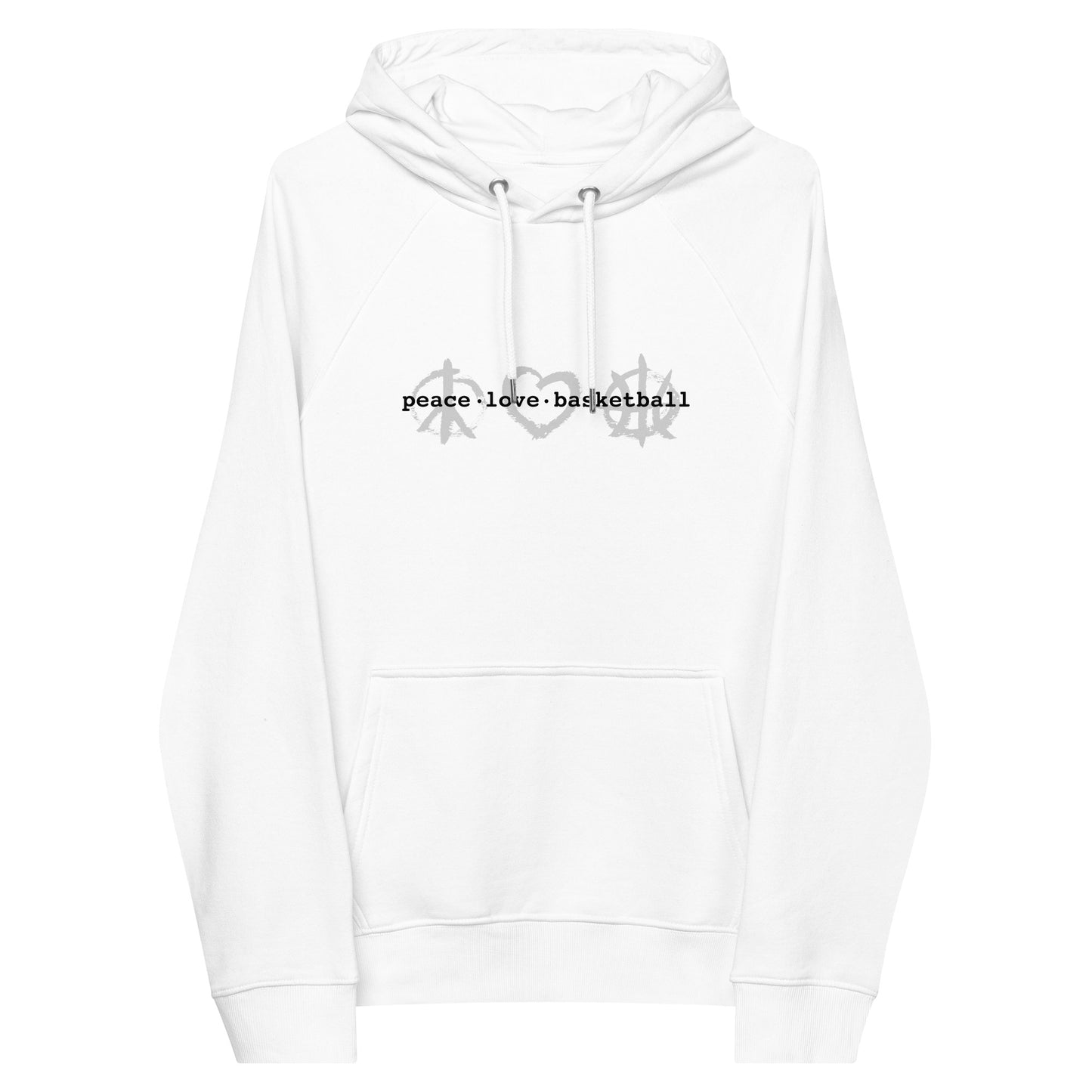 PeaceLoveBasketball Classic White Unisex Eco Hoodie