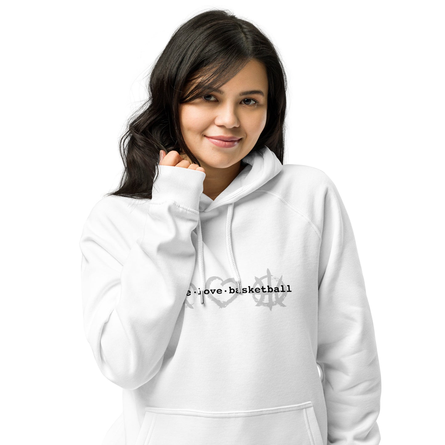 PeaceLoveBasketball Classic White Unisex Eco Hoodie