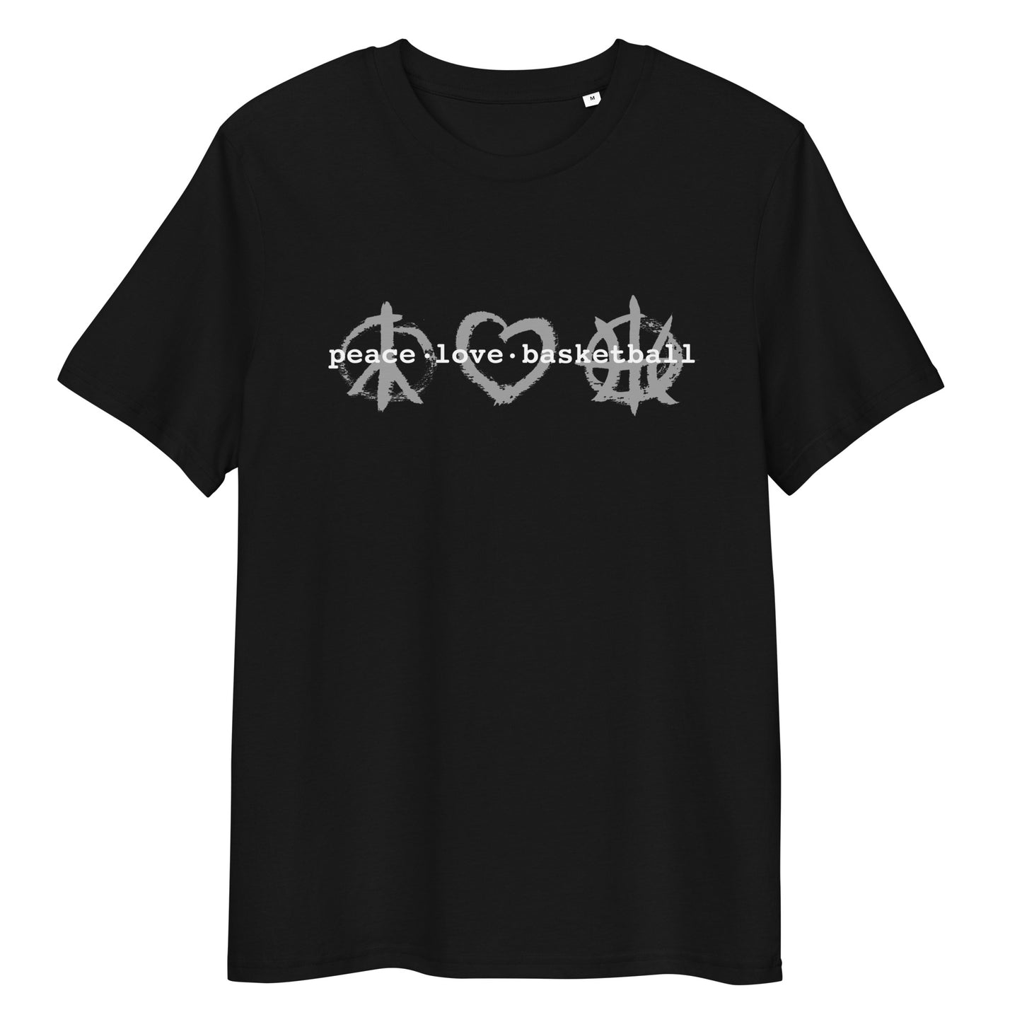 PeaceLoveBasketball Classic Black Unisex Organic Cotton T-shirt