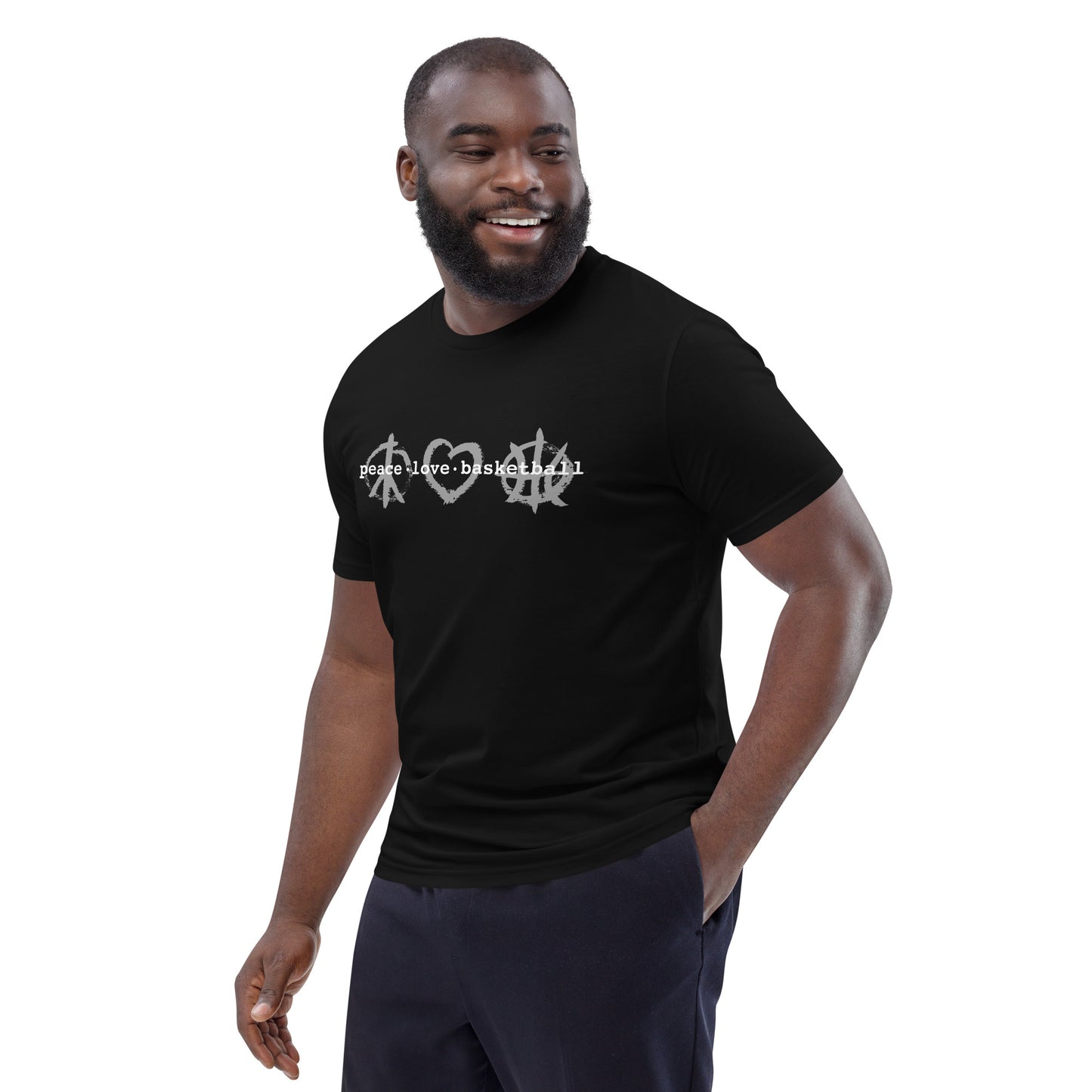 PeaceLoveBasketball Classic Black Unisex Organic Cotton T-shirt