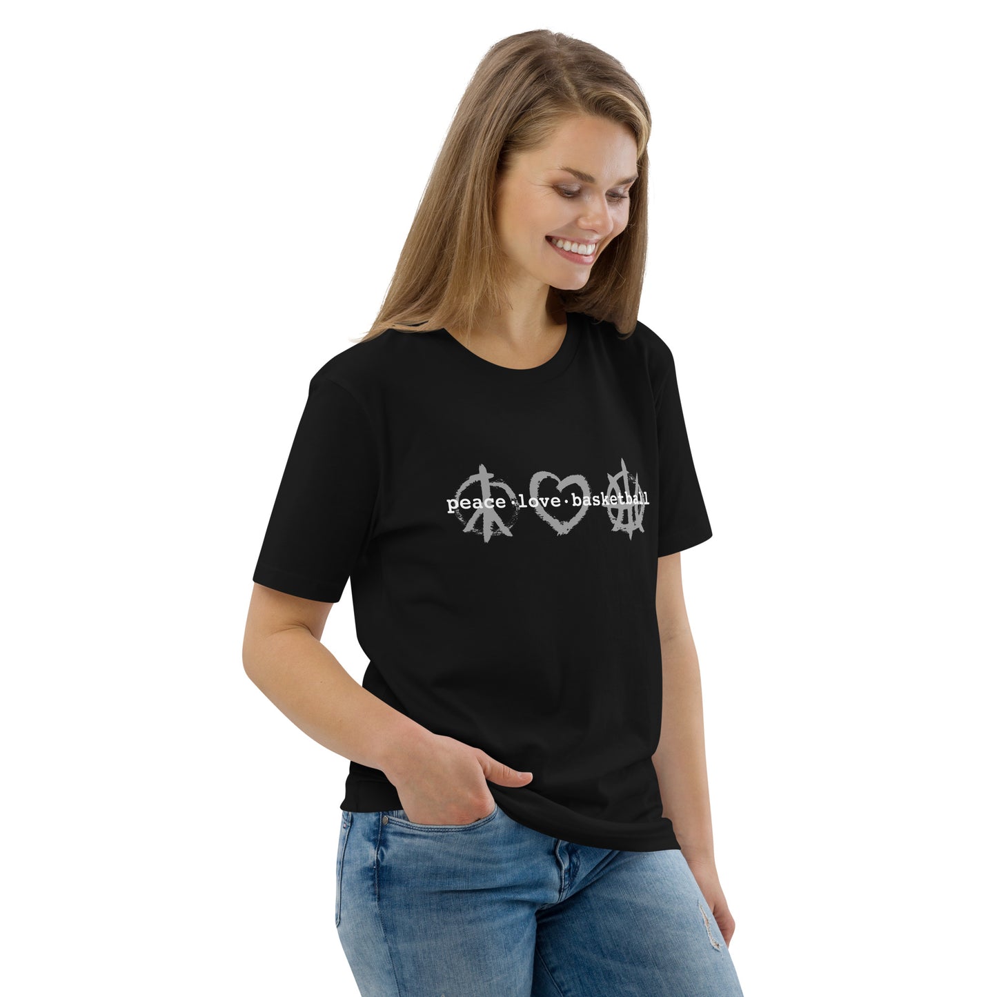 PeaceLoveBasketball Classic Black Unisex Organic Cotton T-shirt