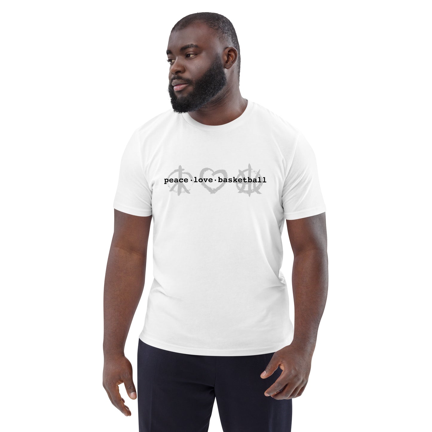 PeaceLoveBasketball Classic White Unisex Organic Cotton T-shirt