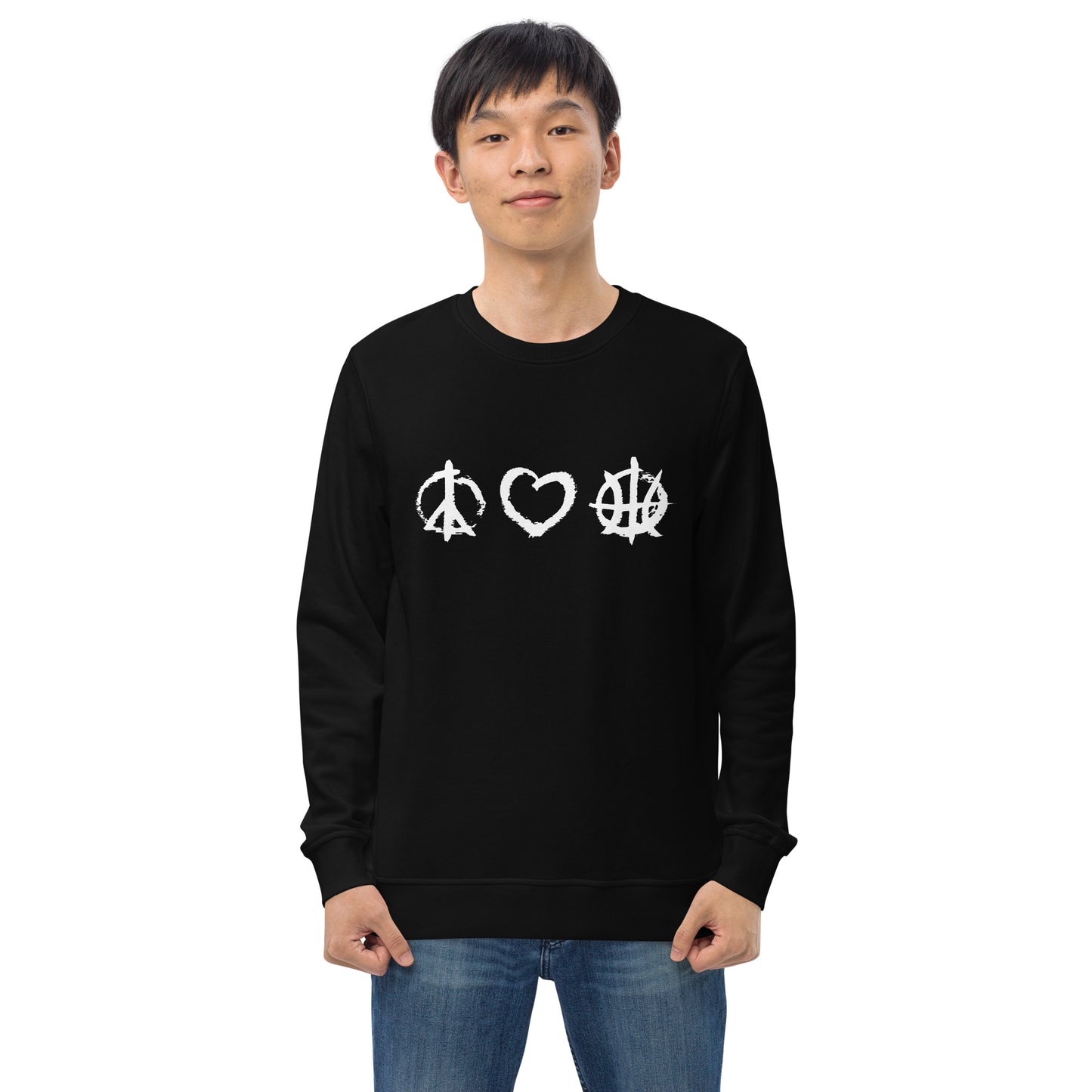 PeaceLoveBasketball Essential Black Unisex Eco Sweatshirt