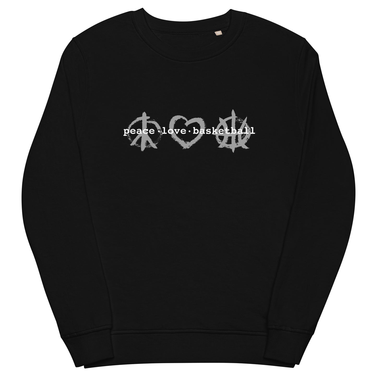 PeaceLoveBasketball Classic Black Unisex Eco Sweatshirt