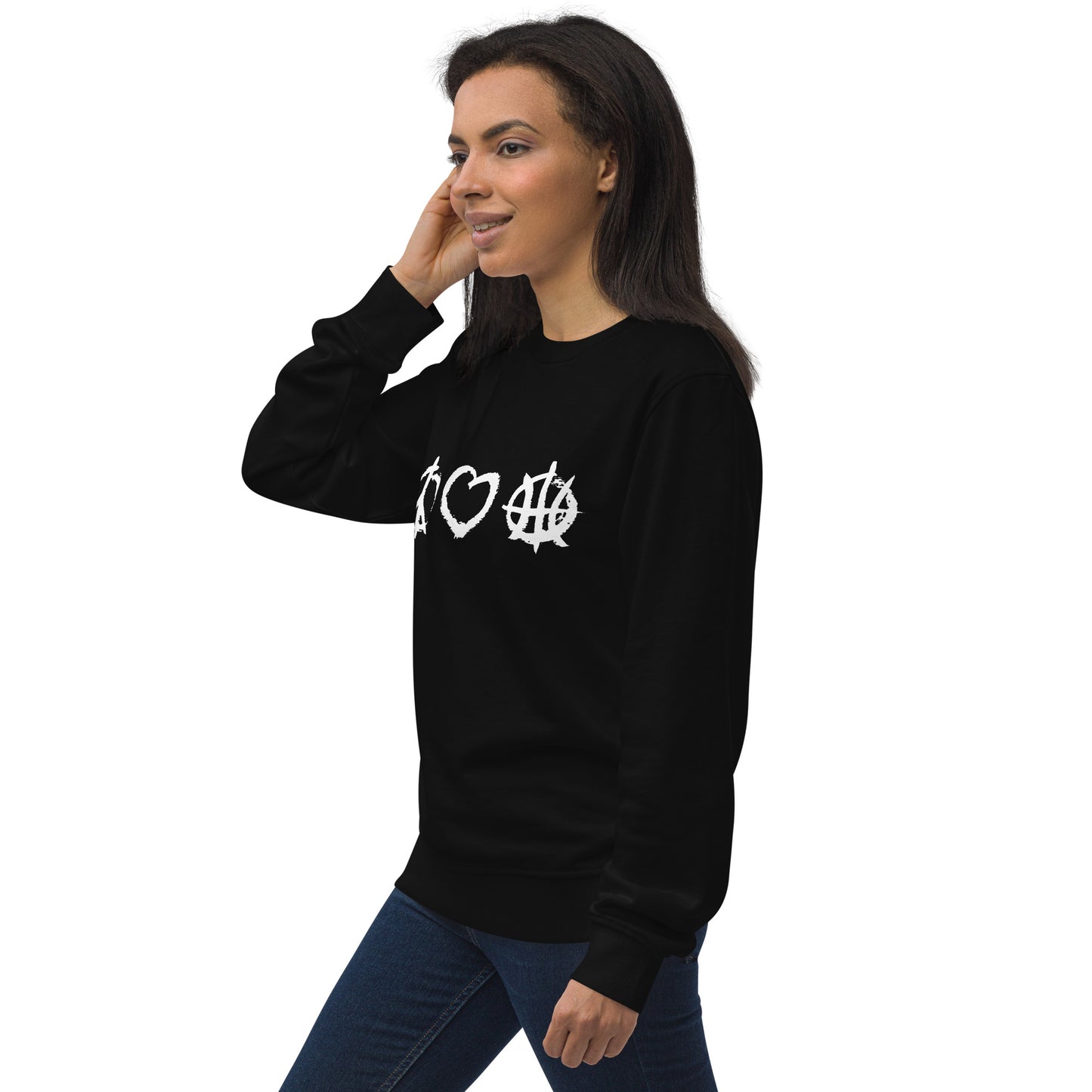 PeaceLoveBasketball Essential Black Unisex Eco Sweatshirt