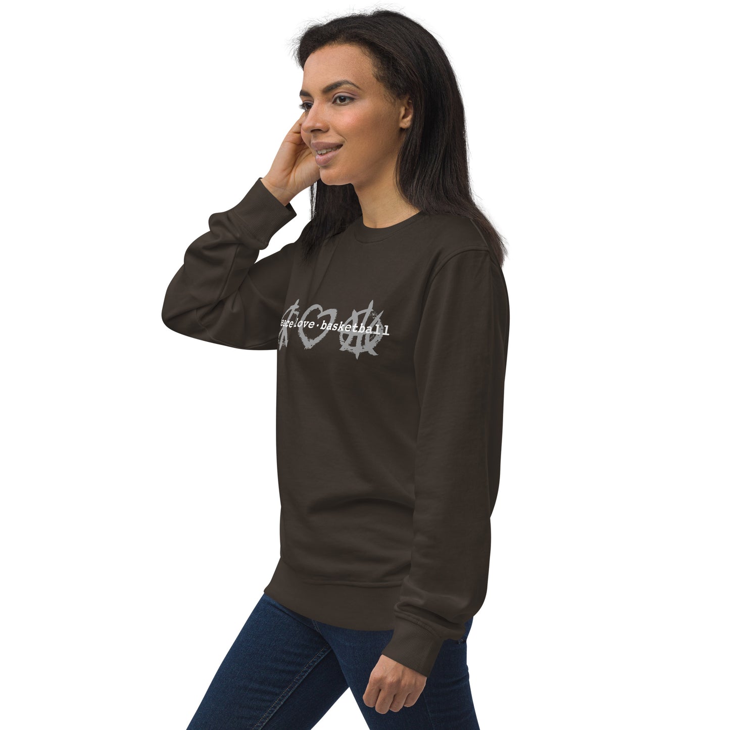 PeaceLoveBasketball Classic Charcoal Unisex Eco Sweatshirt