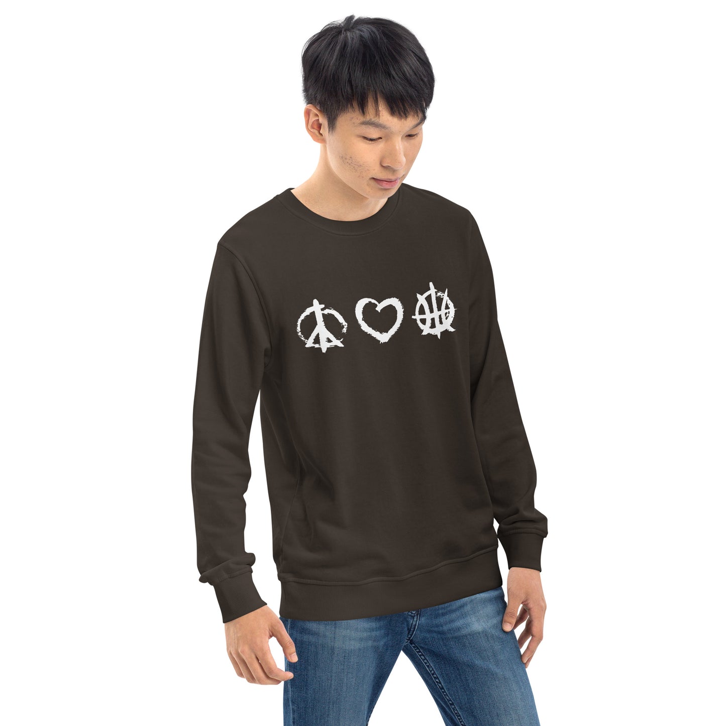 PeaceLoveBasketball Essential Charcoal Unisex Eco Sweatshirt