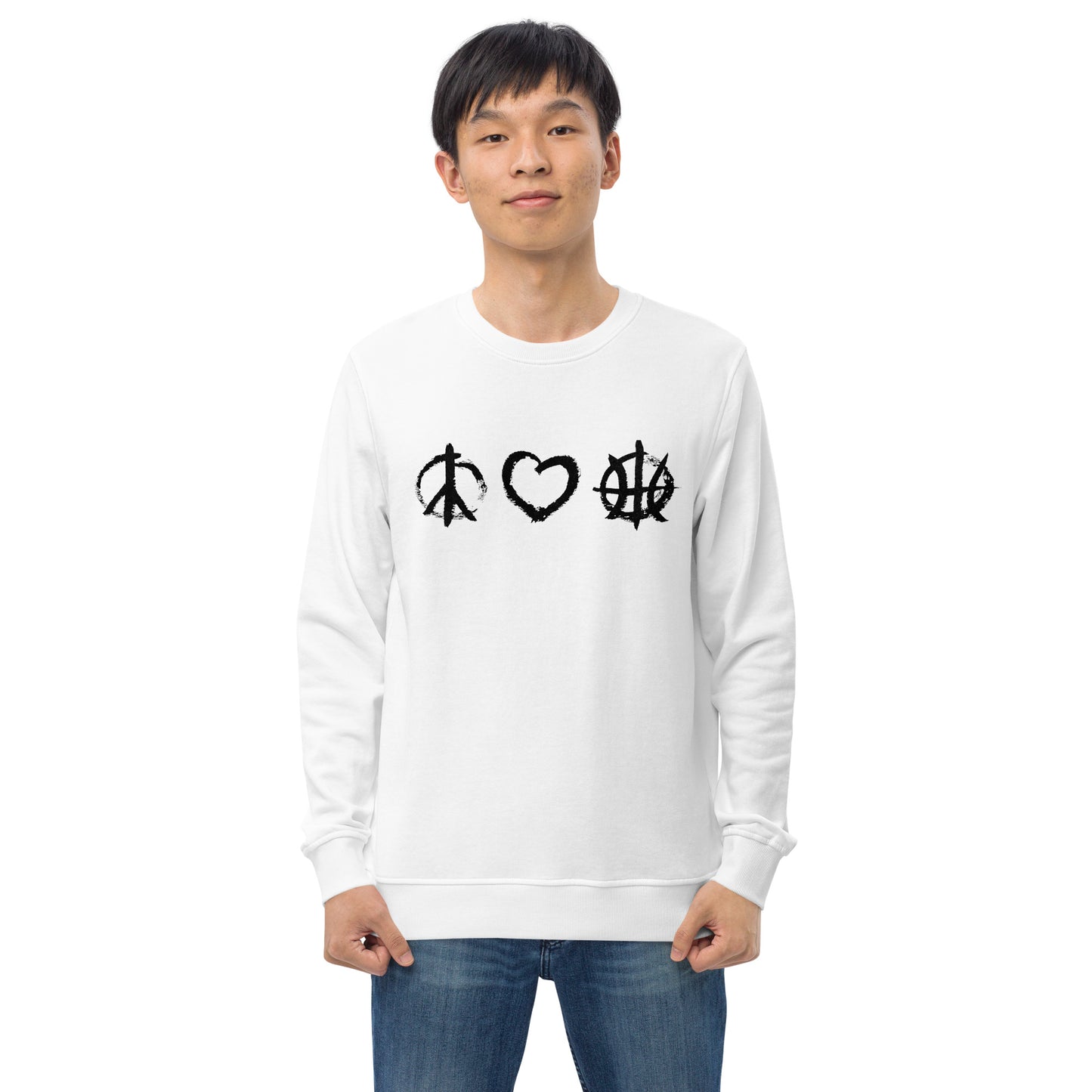 PeaceLoveBasketball Essential White Unisex Eco Sweatshirt