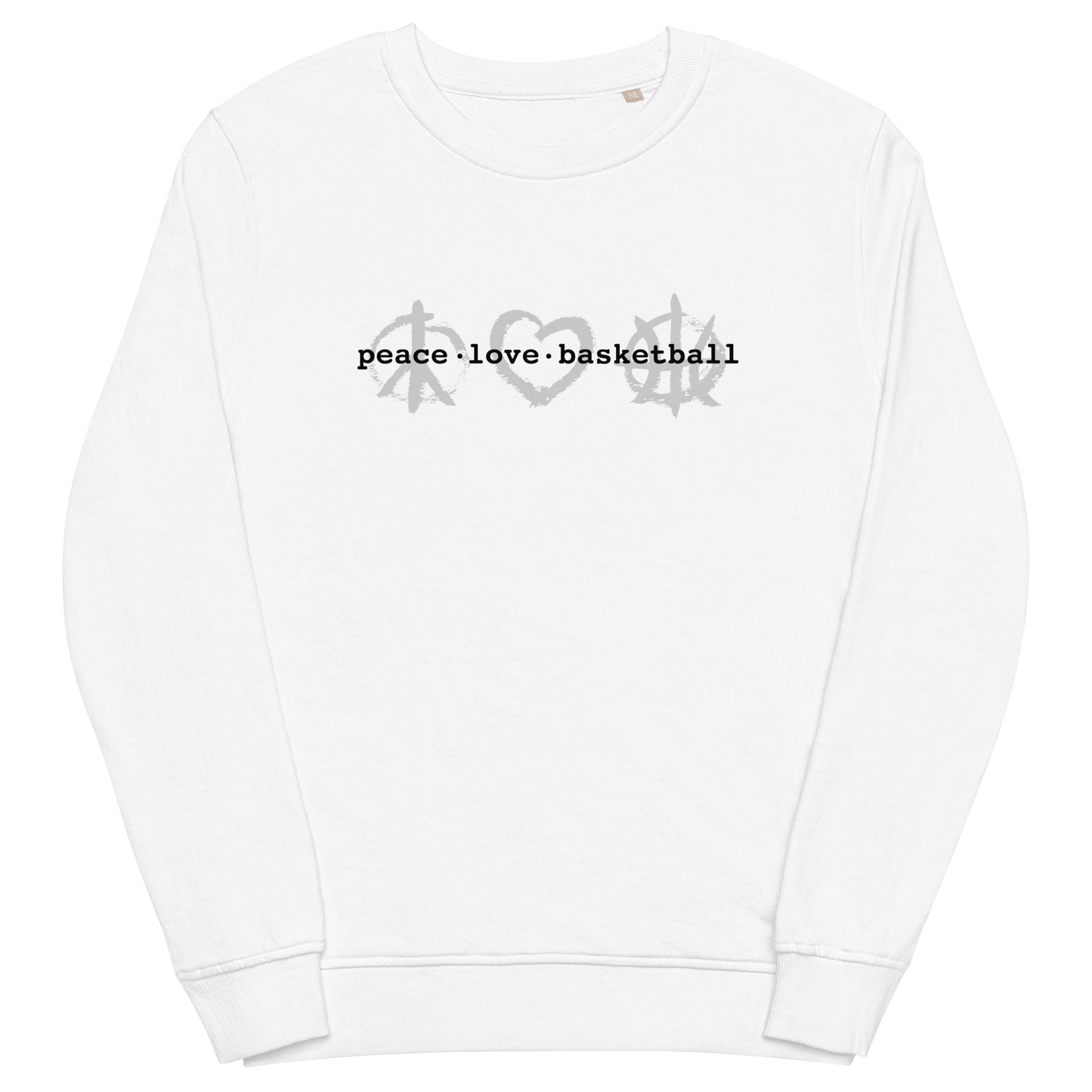 PeaceLoveBasketball Classic White Unisex Eco Sweatshirt